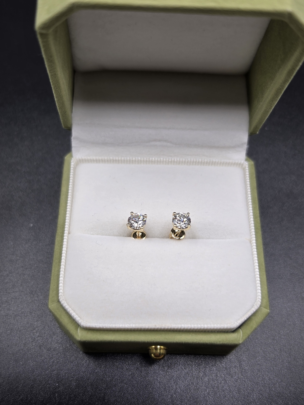 14k Yellow Gold, Lab Grown Stud Earrings - Women's Jewelry